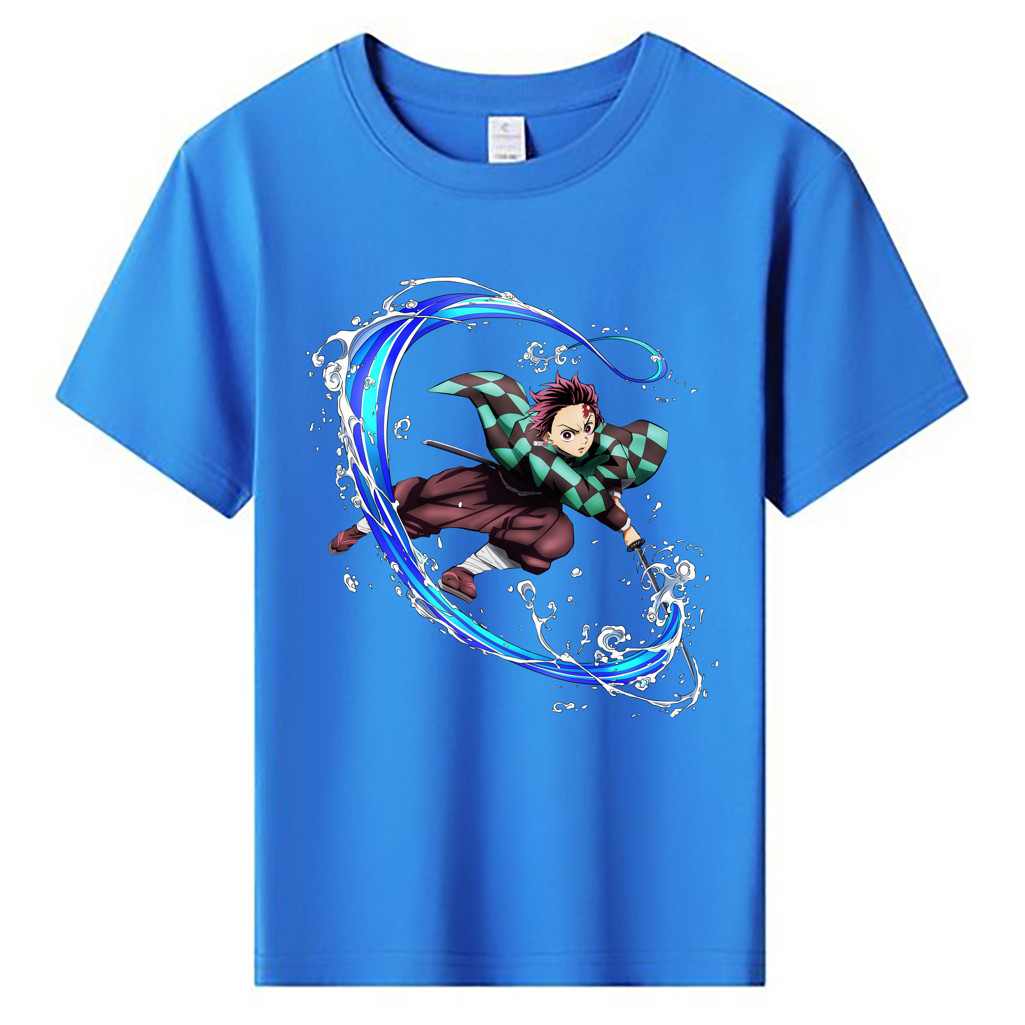 （画像用） 鬼滅の刃 竈門 炭治郎／かまど たんじろう Kamado Tanjirou 綿100％キッズTシャツ（フロントプリント）